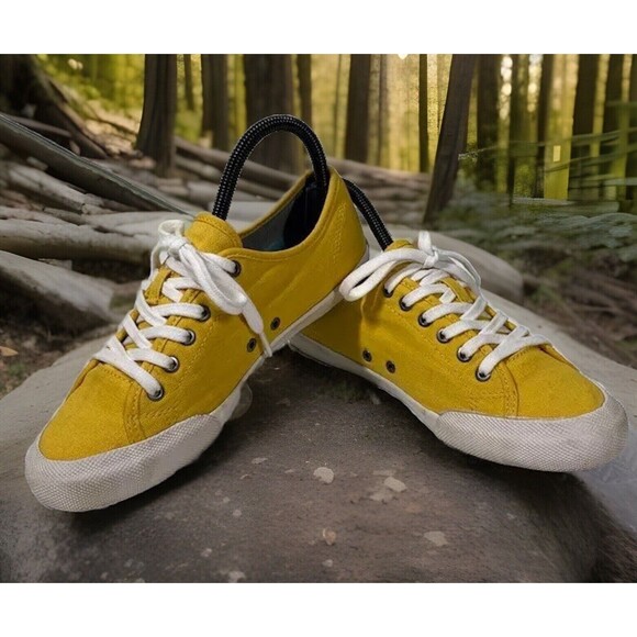 Seavees Monterey Canvas Sneaker Womens Sz 7 Mustard Yellow Lace Up Low Top - Picture 1 of 15